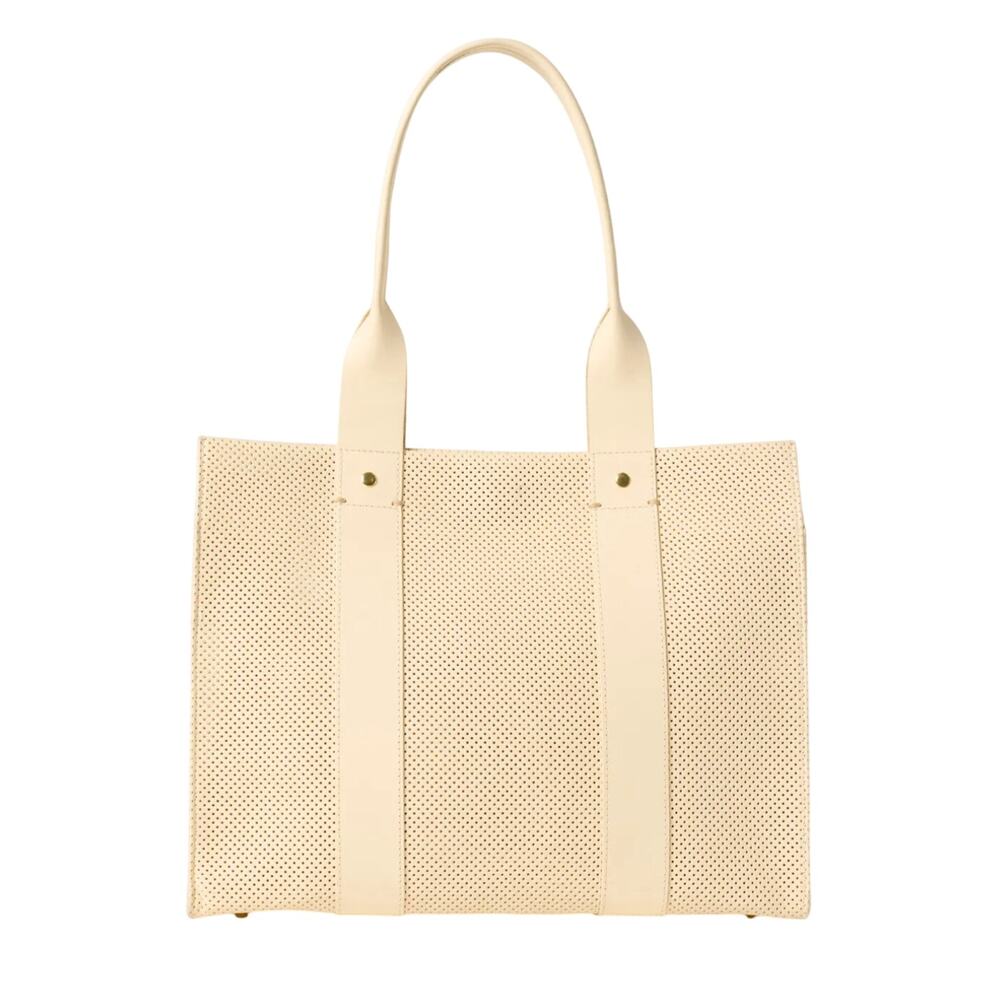 Clare V. Noemie Cream Leather Tote Bag